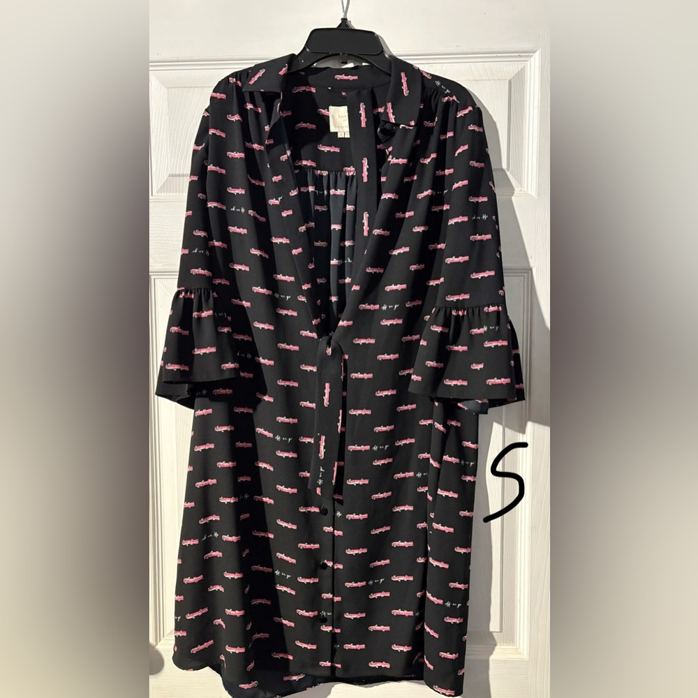 Rare Kate Spade Belted Black Dress with Pink Car Print Off We Go